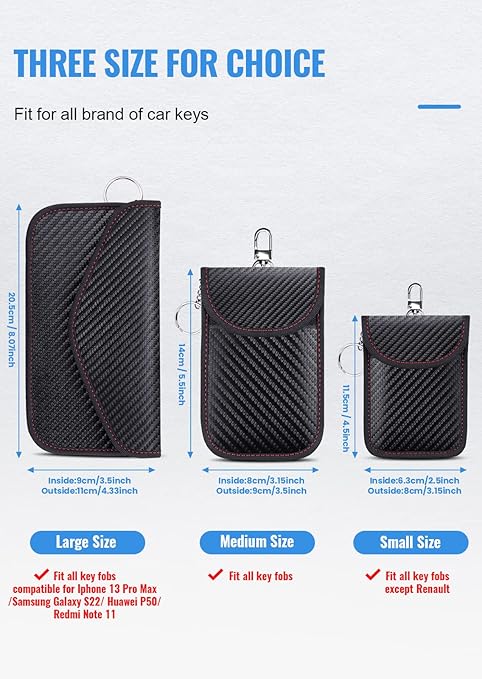 Faraday Pouch for car Keys,2 Pack Faraday Bag Car Key Signal Blocking Pouch ， Keyless Entry Car Keys Case | RFID Blocker Bag for Car Security ，Anti-Theft Remote Entry Keyless Protect-Black