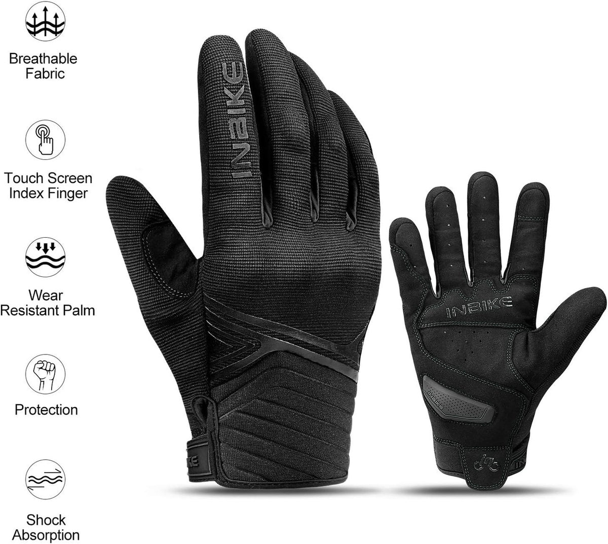 Breathable Mesh Motorcycle Gloves Touchscreen with TPR Palm Pad Hard Knuckle-Black-XLarge