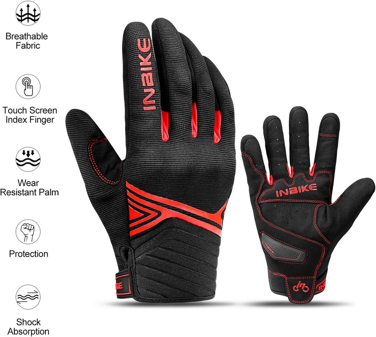 Breathable Mesh Motorcycle Gloves Touchscreen with TPR Palm Pad Hard Knuckle-Red-XLarge