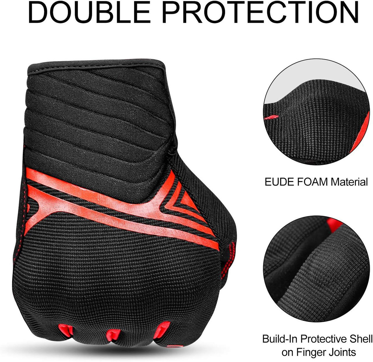 Breathable Mesh Motorcycle Gloves Touchscreen with TPR Palm Pad Hard Knuckle-Red-XLarge