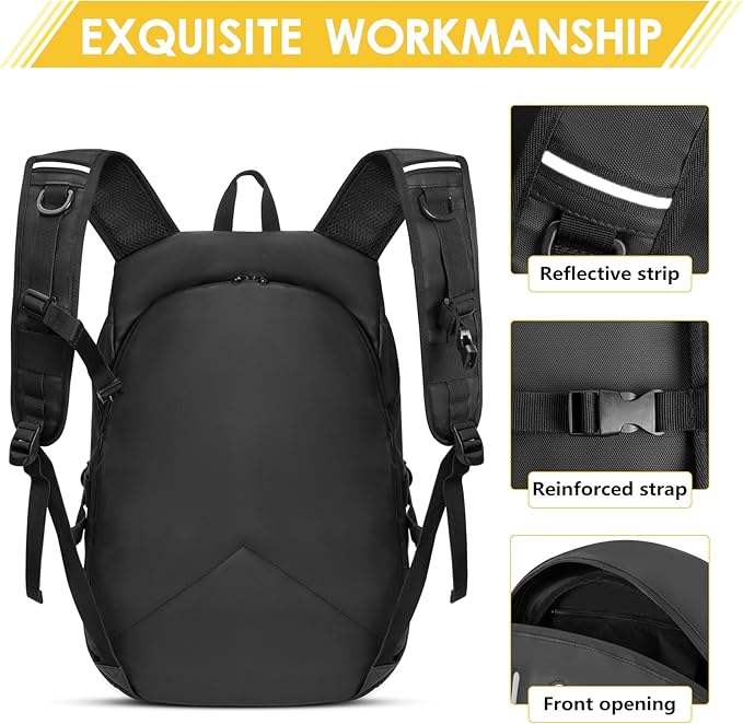 Motorcycle Backpack for Men, Waterproof Helmet Backpack with Reflective, Motorcycle Bag Helmet Bag-Black