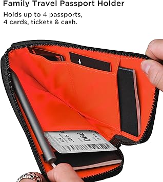 Travel Wallet - RFID Passport Holder, Self Locking Zipper Wear & Tear-Resistant Material, 3 Passport Pockets and 3 Card Slots - HUB Accessories-Green