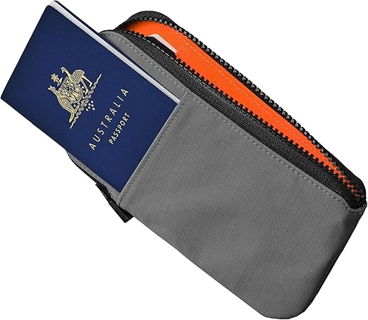 Travel Wallet - RFID Passport Holder, Self Locking Zipper Wear &amp; Tear-Resistant Material, 3 Passport Pockets and 5 Card Slots - HUB Accessories-Grey