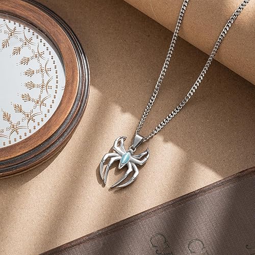 Spider Pendant Necklace Surgical Steel Superhero Spiderman Jewelry for Kids- Silver B