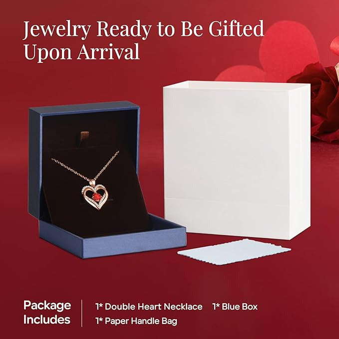 18K Rose Gold Necklaces for Women, 925 Sterling Silver Gifts for Mothers Day, Jewelry for Wife Mom Her Girlfriend, Birthstone Diamond Necklace for Birthday Anniversary, Heart Pendant Jewelry-JAN