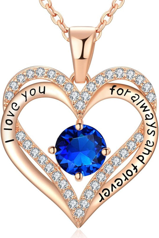 18K Rose Gold Necklaces for Women, 927 Sterling Silver Gifts for Mothers Day, Jewelry for Wife Mom Her Girlfriend, Birthstone Diamond Necklace for Birthday Anniversary, Heart Pendant Jewelry-SEP