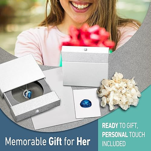 Infinity Love Heart Necklace, Birthstone Necklace for Women, Jewelry for Women with Healing Crystals, Allergy Free Pendant Necklace-09a-September-Bermuda Sapphire Blue