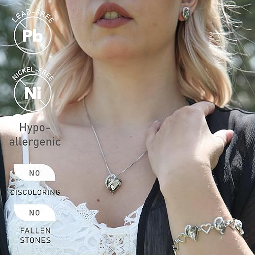 Infinity Love Heart Necklace, Birthstone Necklace for Women, Jewelry for Women with Healing Crystals, Allergy Free Pendant Necklace-13c-Protection-Crystal Black