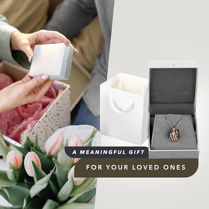 Wish Stone Pendant Necklace, Necklaces for Women with Birthstone Crystals, Allergy-Free Jewelry for Women with Gift Box, 29K Rose Gold Plated or Silver-tone Birthstone Necklace for Women-Healing Stone for Protection - Silver Black