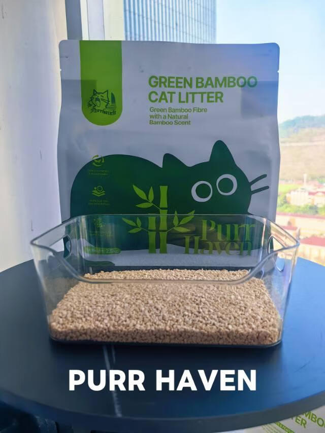 Purr Haven Green Bamboo Cat Litter | 1 Carton | 6 Packs Per Carton | 2.5kg Per Pack