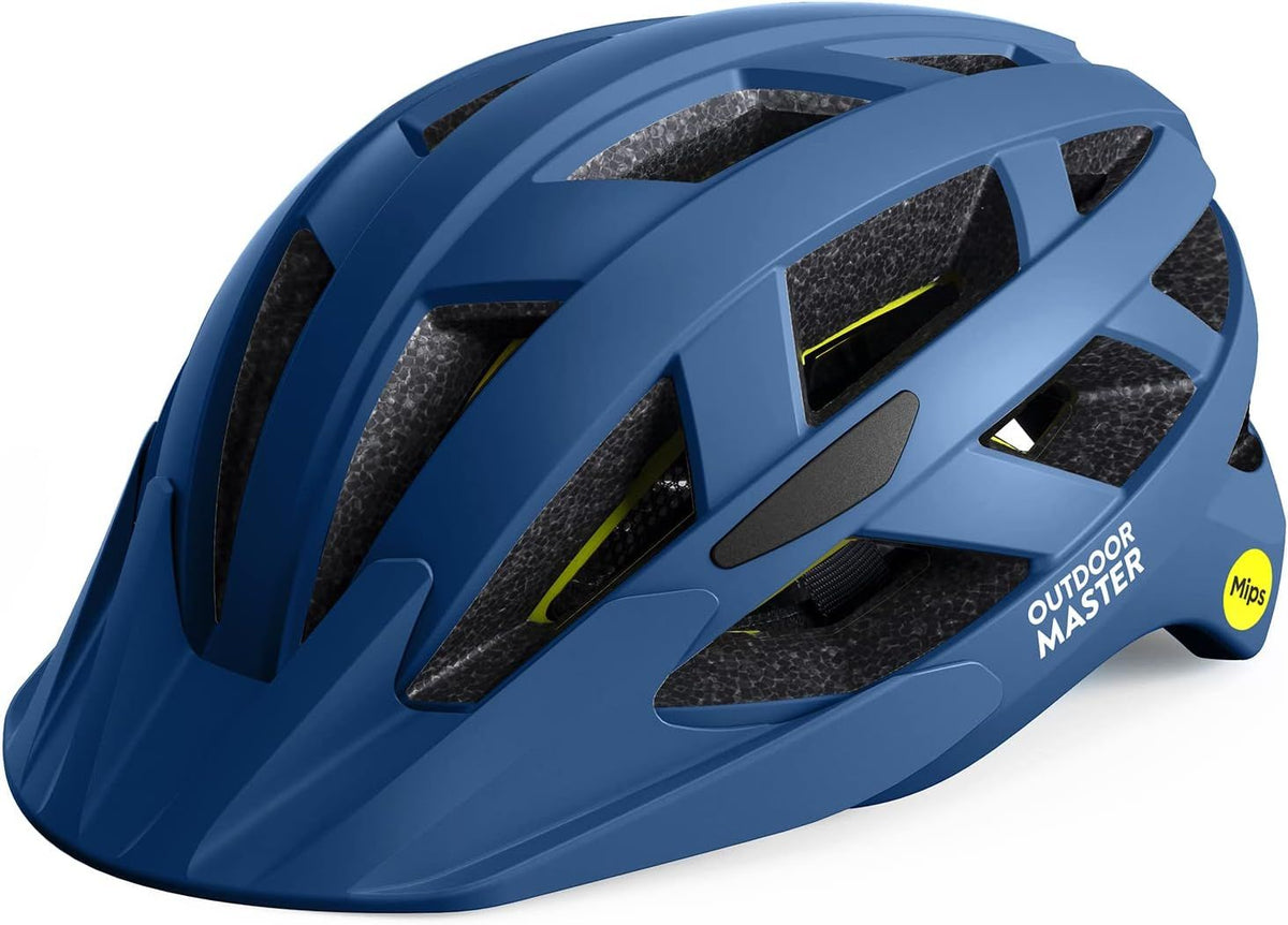 OutdoorMaster Bike Helmet Adult Men Women MIPS Certified Bicycle Helmet with Two Removable Liners &amp; Ventilation Cycling Helmet for Mountain&amp;Motorway-Ocean Blue,Medium