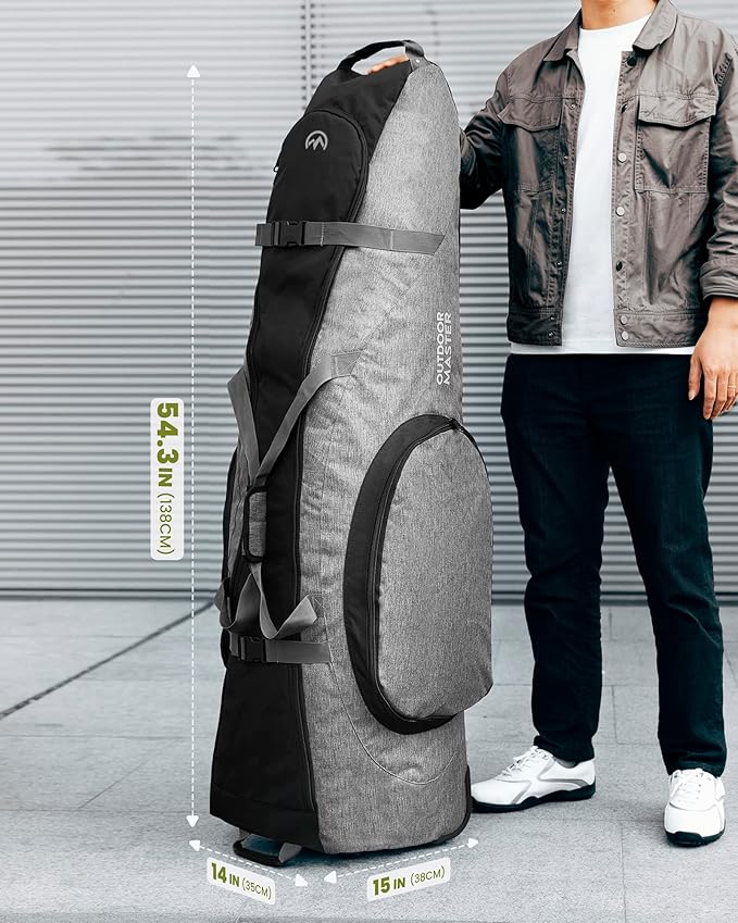 OutdoorMaster Padded Golf Club Travel Bag with Wheels, 900D Heavy Duty Oxford Waterproof -Alligators-Gray