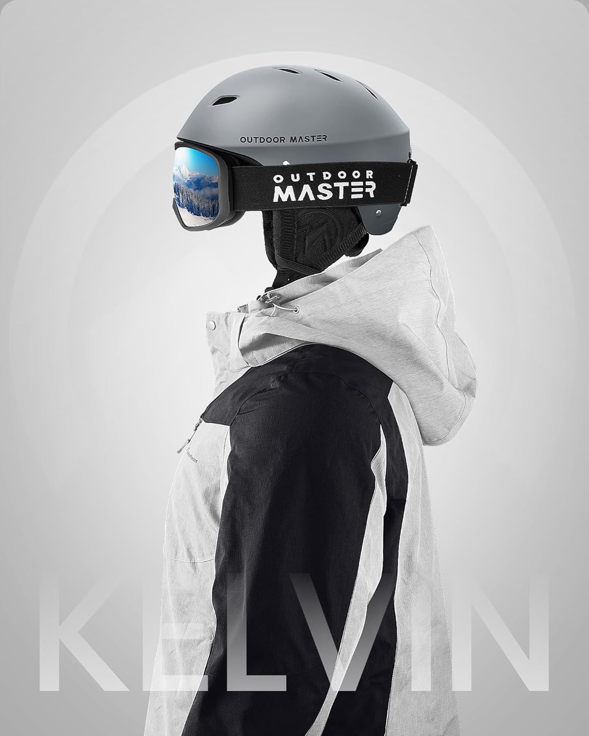 OutdoorMaster Kelvin Ski Helmet - with ASTM Certified Safety, 9 Options - for Men, Women & Youth-Grey,Medium