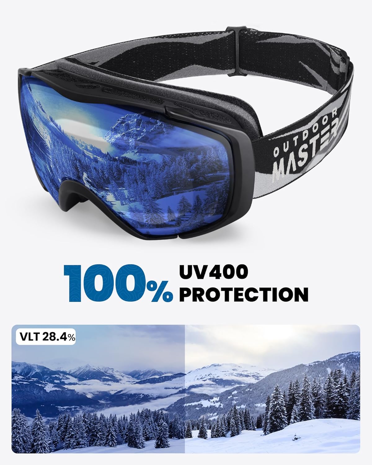 OutdoorMaster Ski Goggles with Cover Snowboard Snow Goggles OTG Anti-Fog -100% UV Protection-OM-18