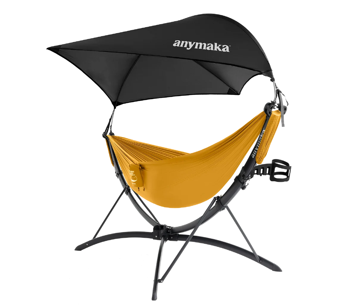 anymaka Hammock Full Pack - 3 Second Setup Portable Hammock Stand with Hammock, Canopy & Cup Holder, 550 lbs Capacity for Outdoor'' (Full Pack Enhanced Bundle Forest Green)