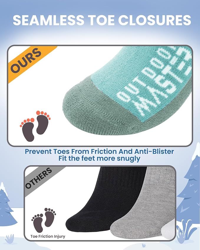 OutdoorMaster Merino Wool Ski Socks for Kids Boys & Girls Thermal Winter Warm Snowboarding Cold Weather-2 Pack,Small