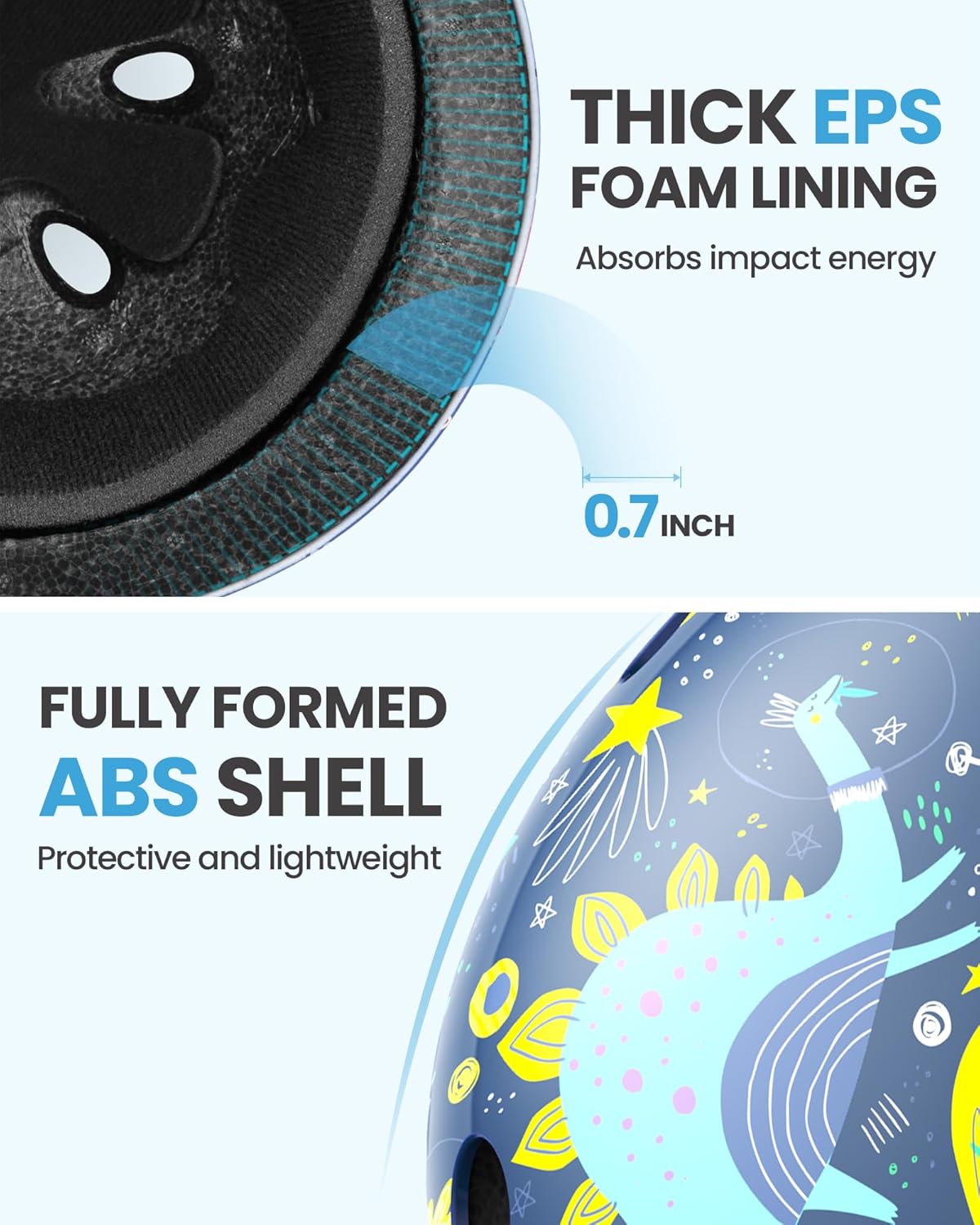 OutdoorMaster Youth & Kids Bike Helmet - Adjustable Multi-Sports Skateboard Helmet with Removable Liners for Balance Bike, Kids Scooter, One Wheel Hoverboard,Graffiti-style helmet-Dinoverse Madness-Large