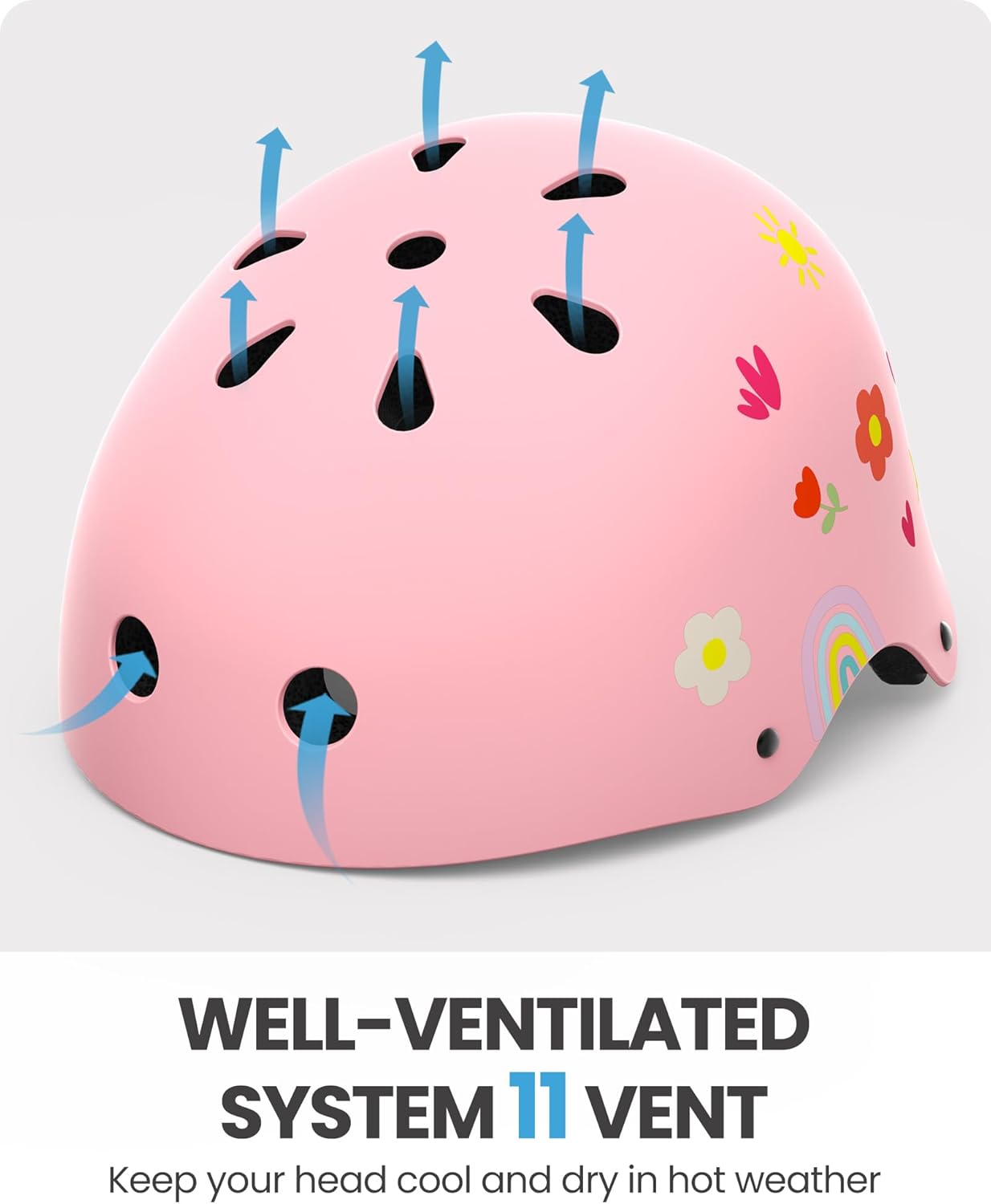 OutdoorMaster Youth & Kids Bike Helmet - Adjustable Multi-Sports Skateboard Helmet with Removable Liners for Balance Bike, Kids Scooter, One Wheel Hoverboard-Pink Flower-Small