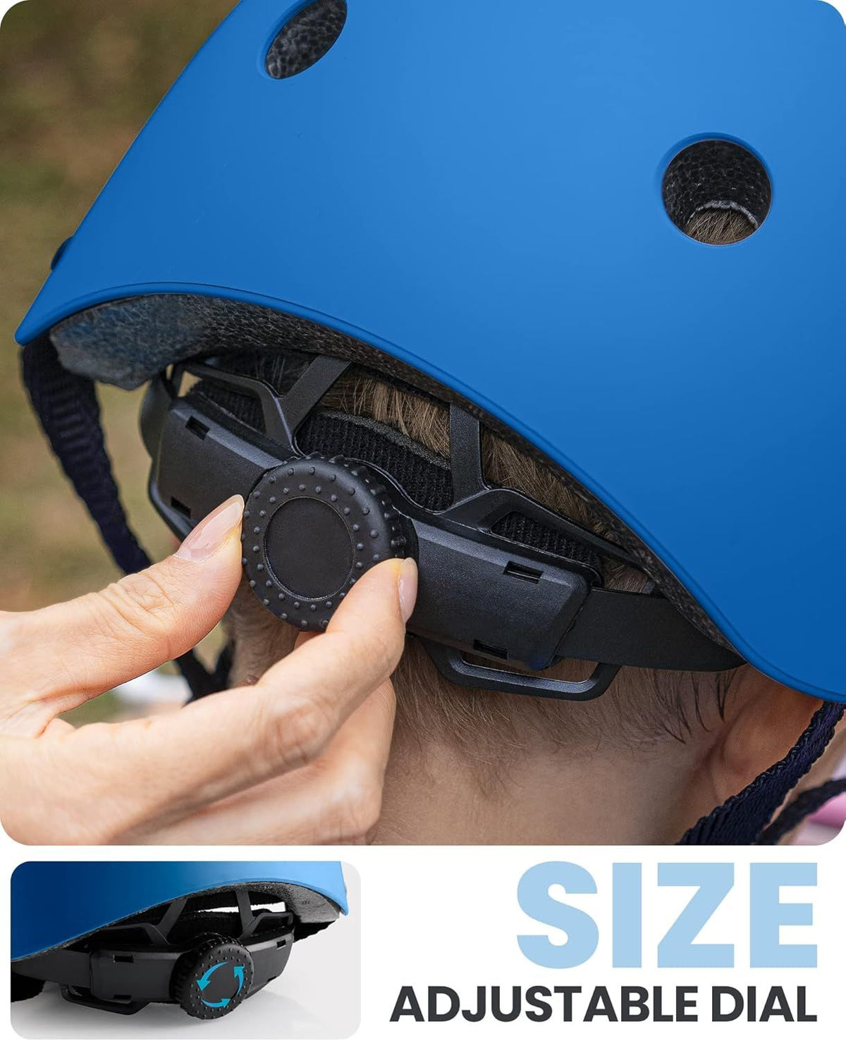 OutdoorMaster Youth & Kids Bike Helmet - Adjustable Multi-Sports Skateboard Helmet with Removable Liners for Balance Bike, Toddler Scooter, One Wheel Hoverboard-Blue-L