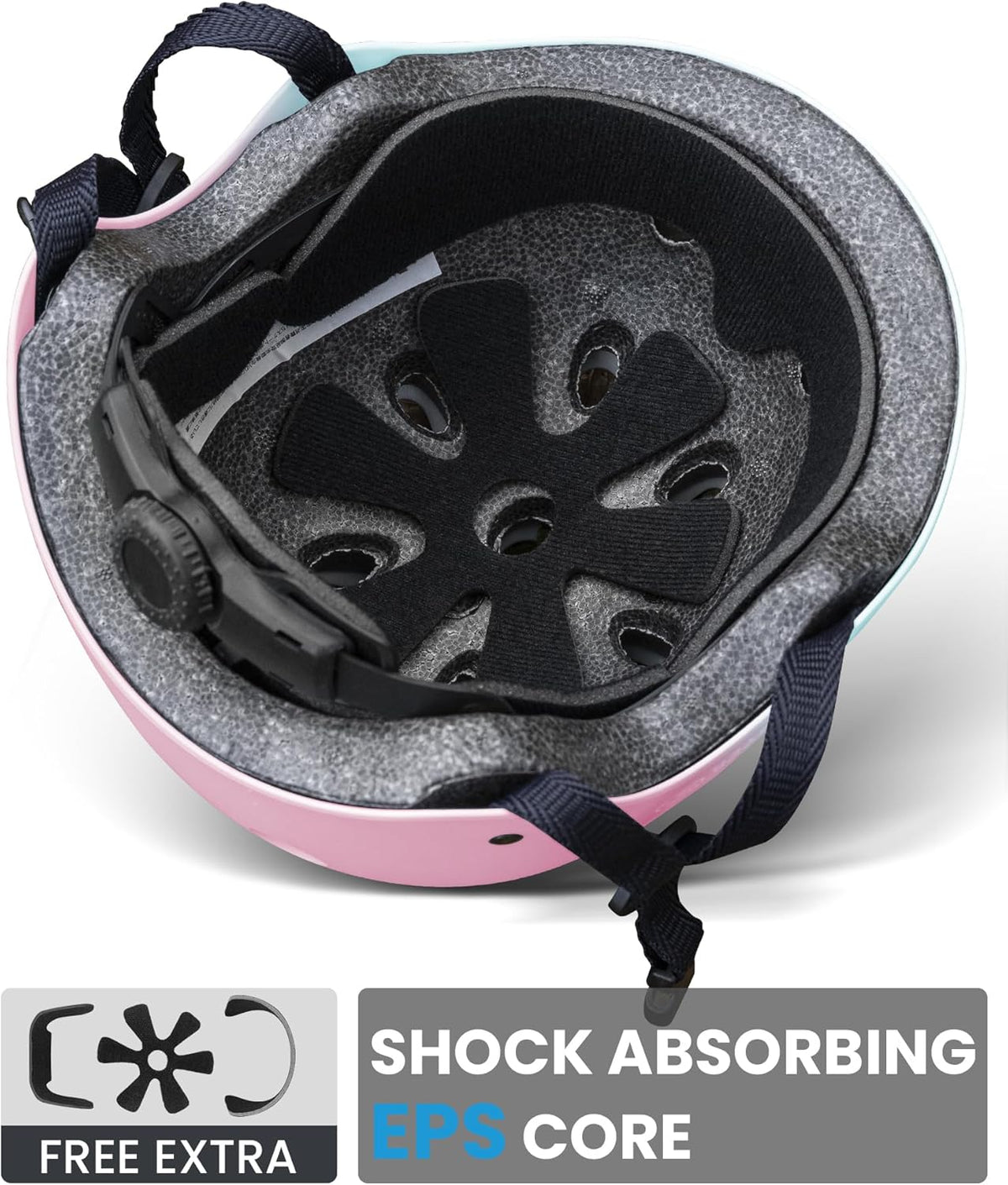 OutdoorMaster Youth & Kids Bike Helmet - Adjustable Multi-Sports Skateboard Helmet with Removable Liners for Balance Bike, Toddler Scooter, One Wheel Hoverboard-Blue pink gradient-Medium