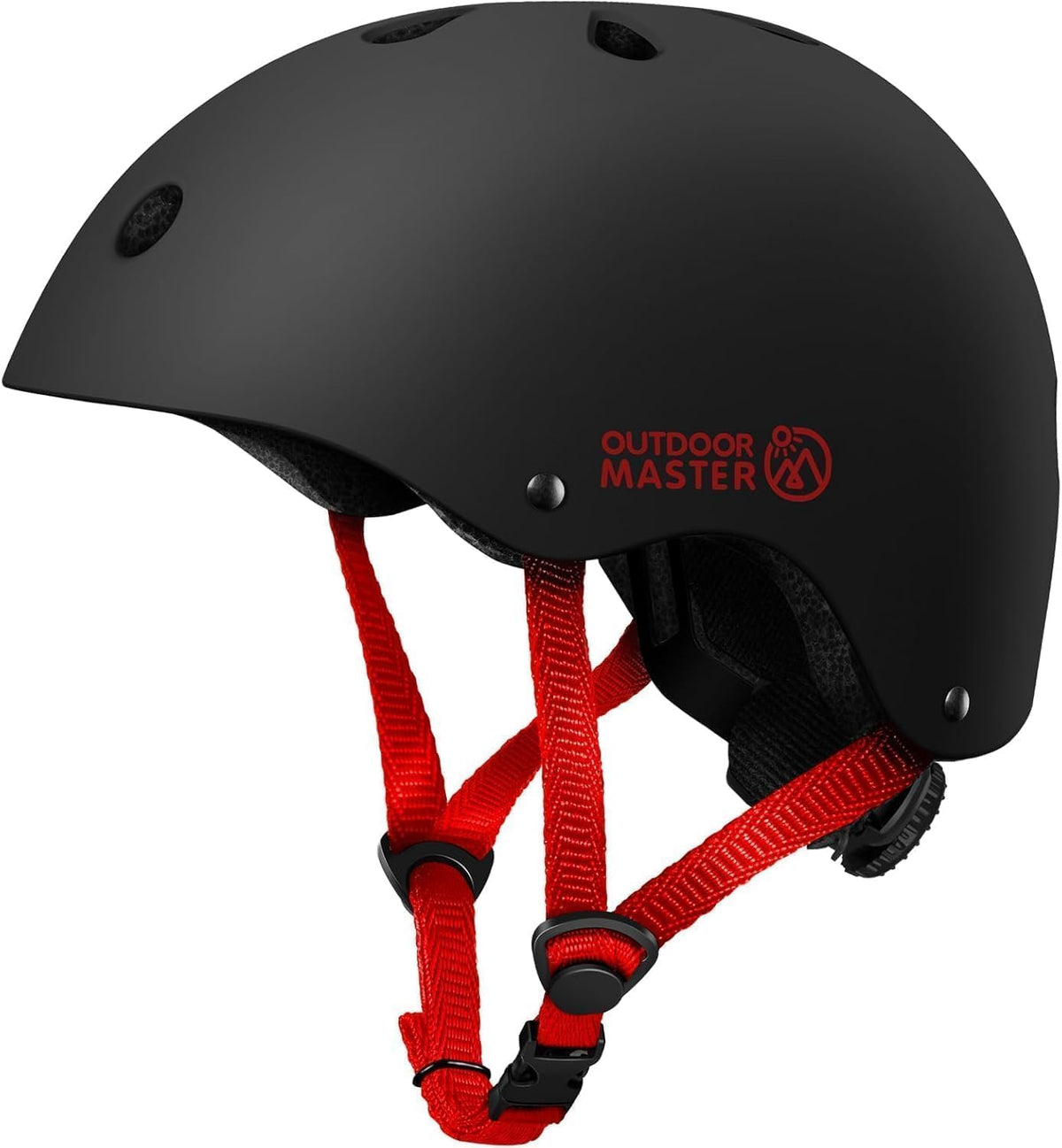 OutdoorMaster Youth &amp; Kids Bike Helmet - Adjustable Multi-Sports Skateboard Helmet with Removable Liners for Balance Bike, Toddler Scooter, One Wheel Hoverboard-Black Red-Medium