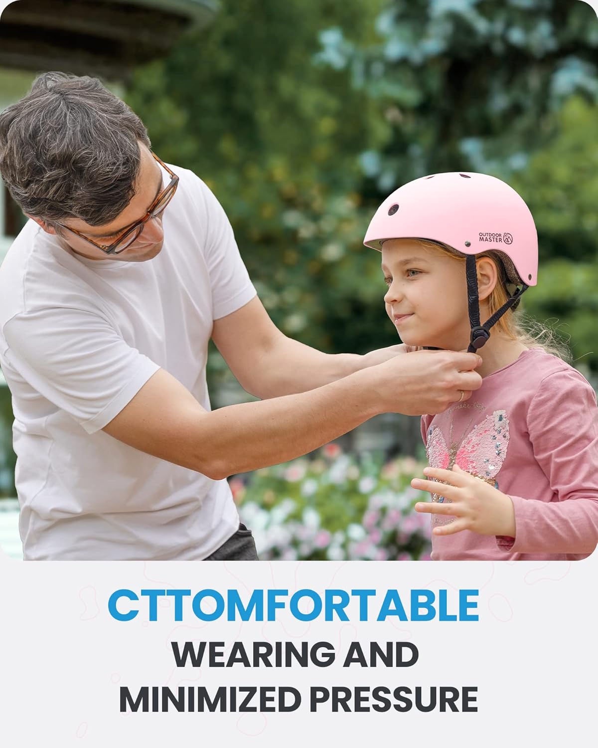 OutdoorMaster Youth & Kids Bike Helmet - Adjustable Multi-Sports Skateboard Helmet with Removable Liners for Balance Bike, Toddler Scooter, One Wheel Hoverboard-Light Pink-Large