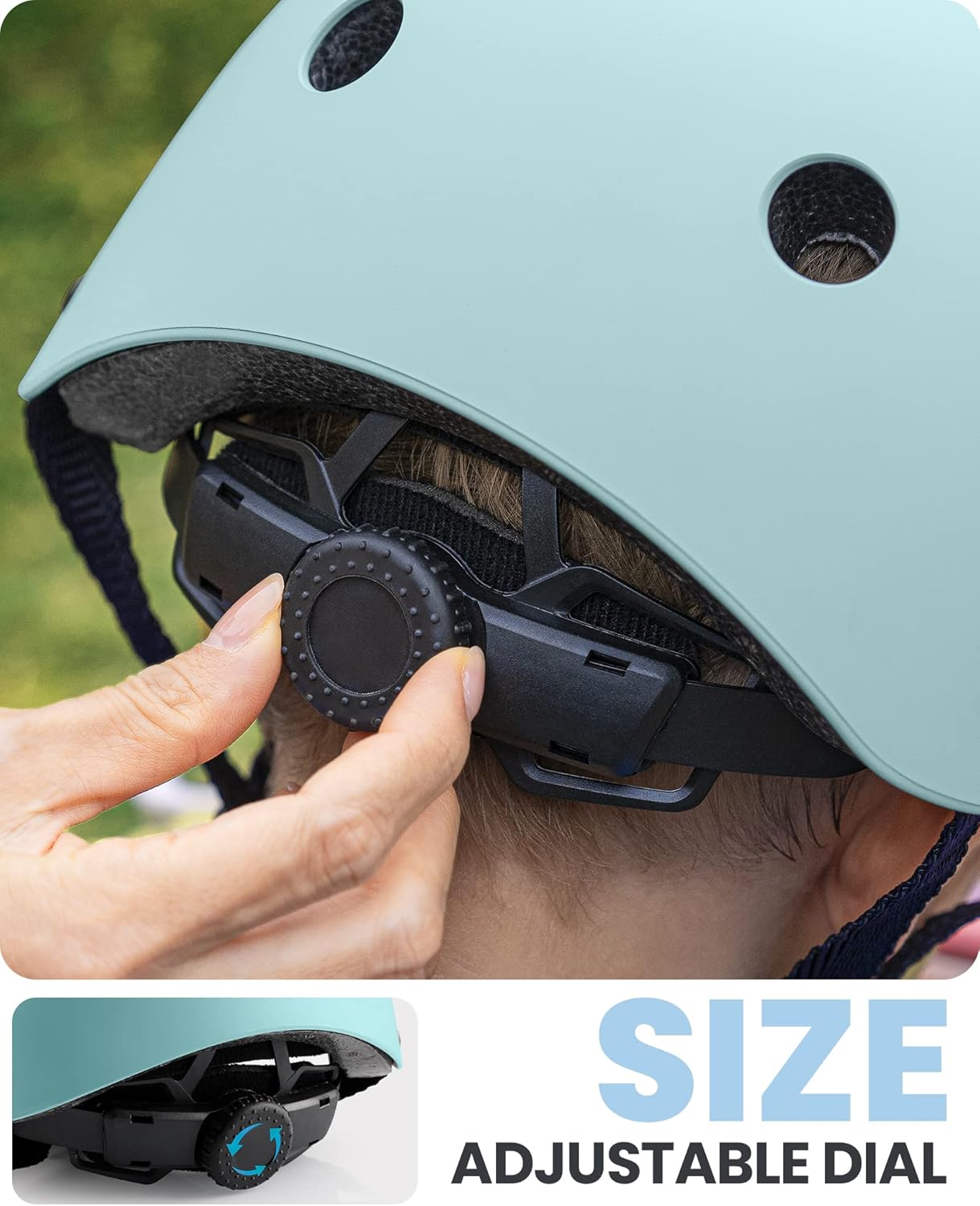 OutdoorMaster Youth & Kids Bike Helmet - Adjustable Multi-Sports Skateboard Helmet with Removable Liners for Balance Bike, Toddler Scooter, One Wheel Hoverboard-Mint Green-Large