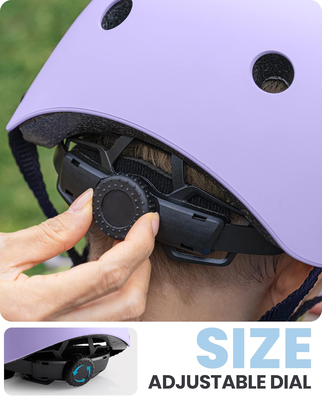 OutdoorMaster Youth & Kids Bike Helmet - Adjustable Multi-Sports Skateboard Helmet with Removable Liners for Balance Bike, Toddler Scooter, One Wheel Hoverboard-Taro purple-Medium