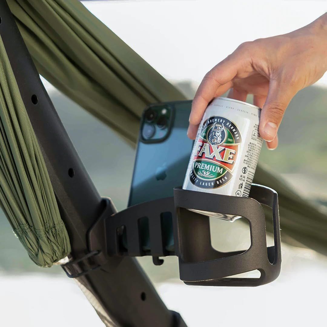 anymaka Quick-Install Cup Holder Prevents Spills - Convenient Storage of Cup, Phone, and Keys - Compatible with Hammock Stand(Cup Holder for Hammock Stand Black)