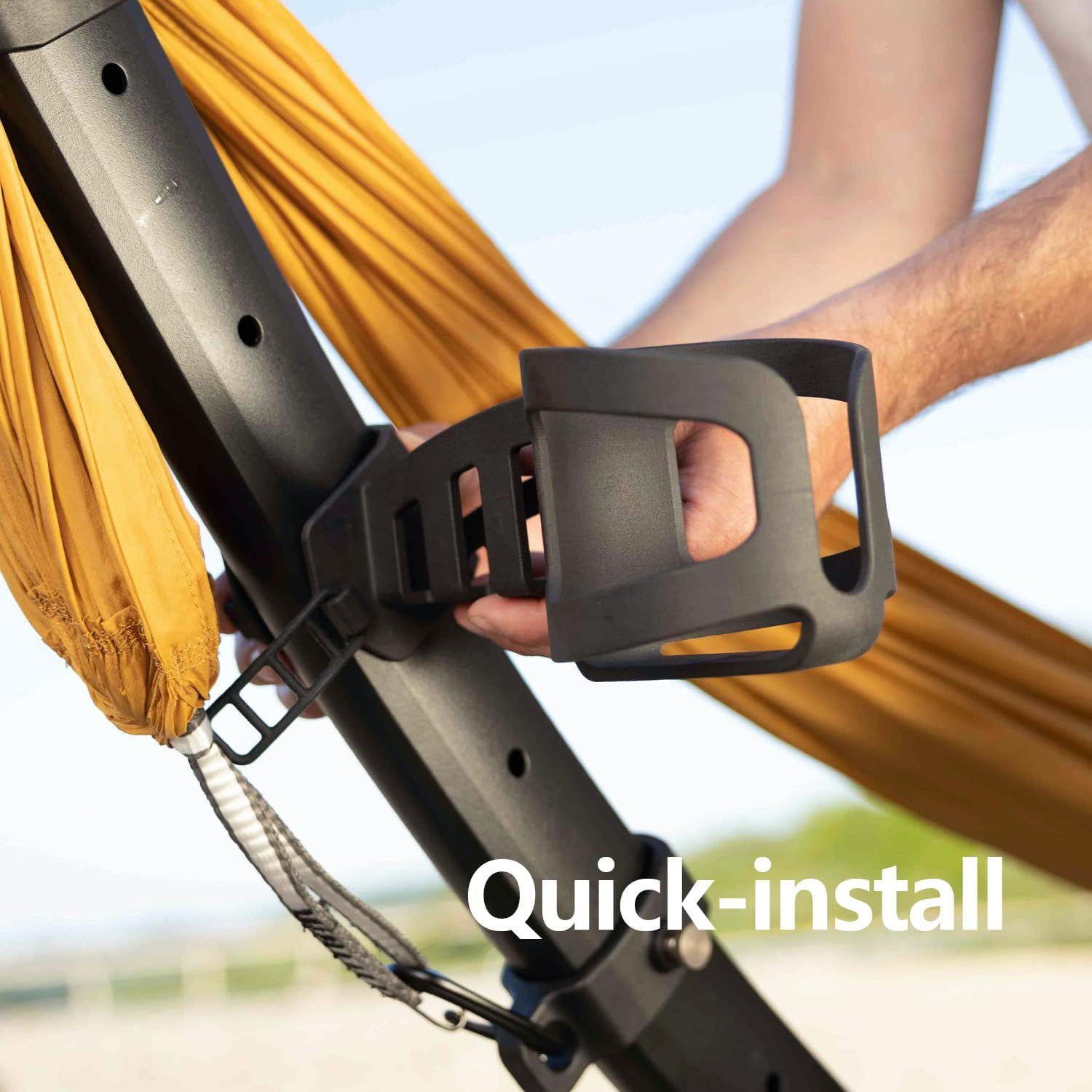 anymaka Quick-Install Cup Holder Prevents Spills - Convenient Storage of Cup, Phone, and Keys - Compatible with Hammock Stand(Cup Holder for Hammock Stand Black)