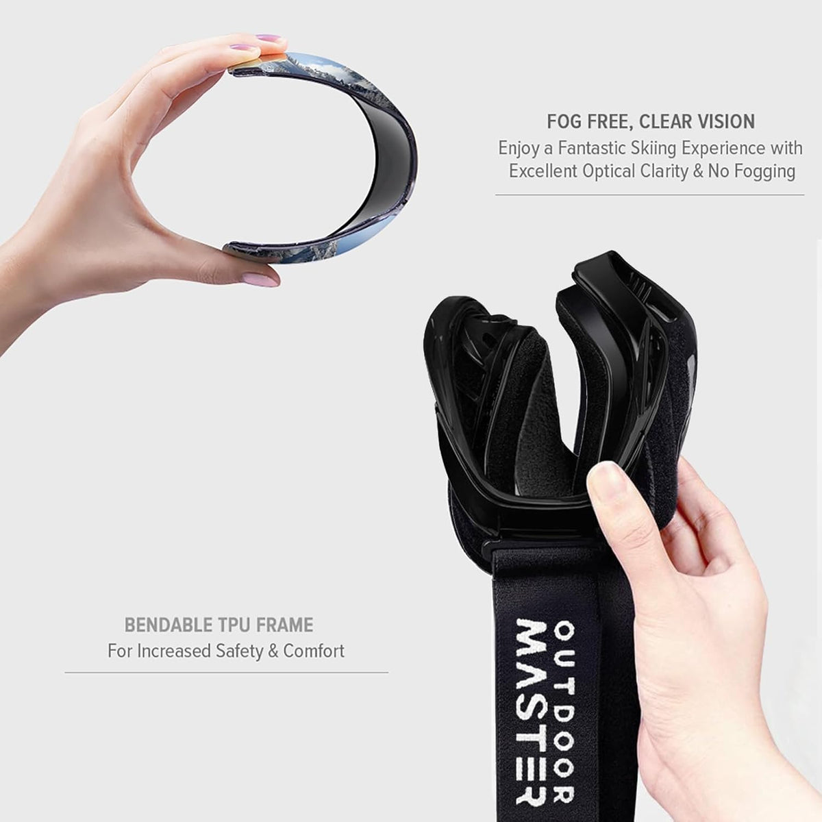 OutdoorMaster OTG Ski Goggles - Over Glasses Ski/Snowboard Goggles for Men, Women & Youth - 100% UV Protection-OM-5