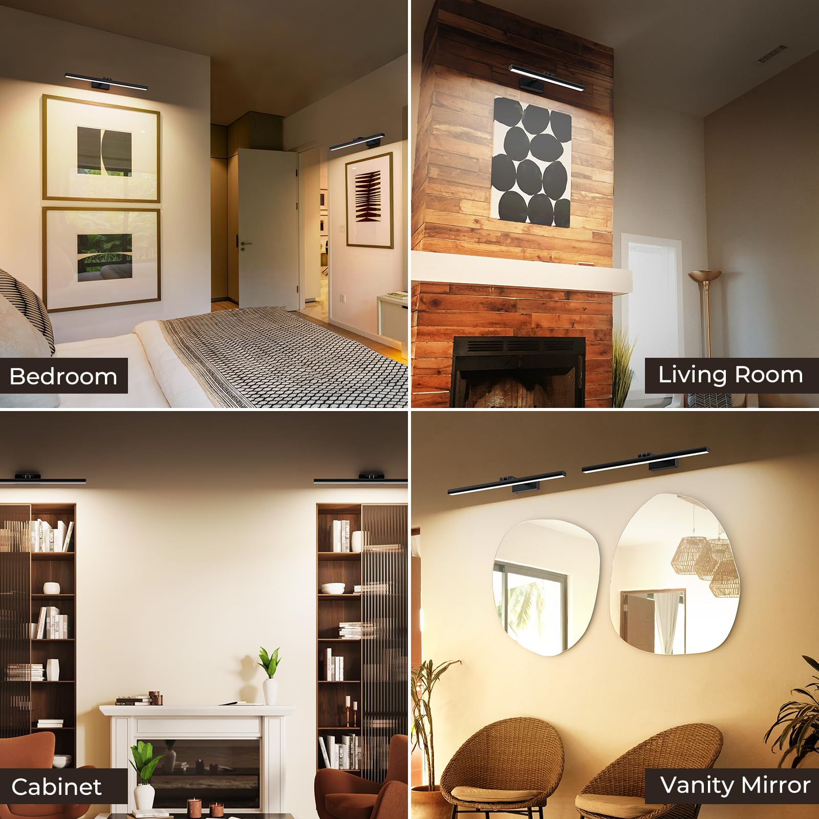 Wireless Picture Lights for Wall, Battery Operated Wall Light for Painting Rechargeable CCT Rotatable Art Gallery Light with Remote Dimmable Timer for Artwork Frame Display Dartboard (Black, 16inch)