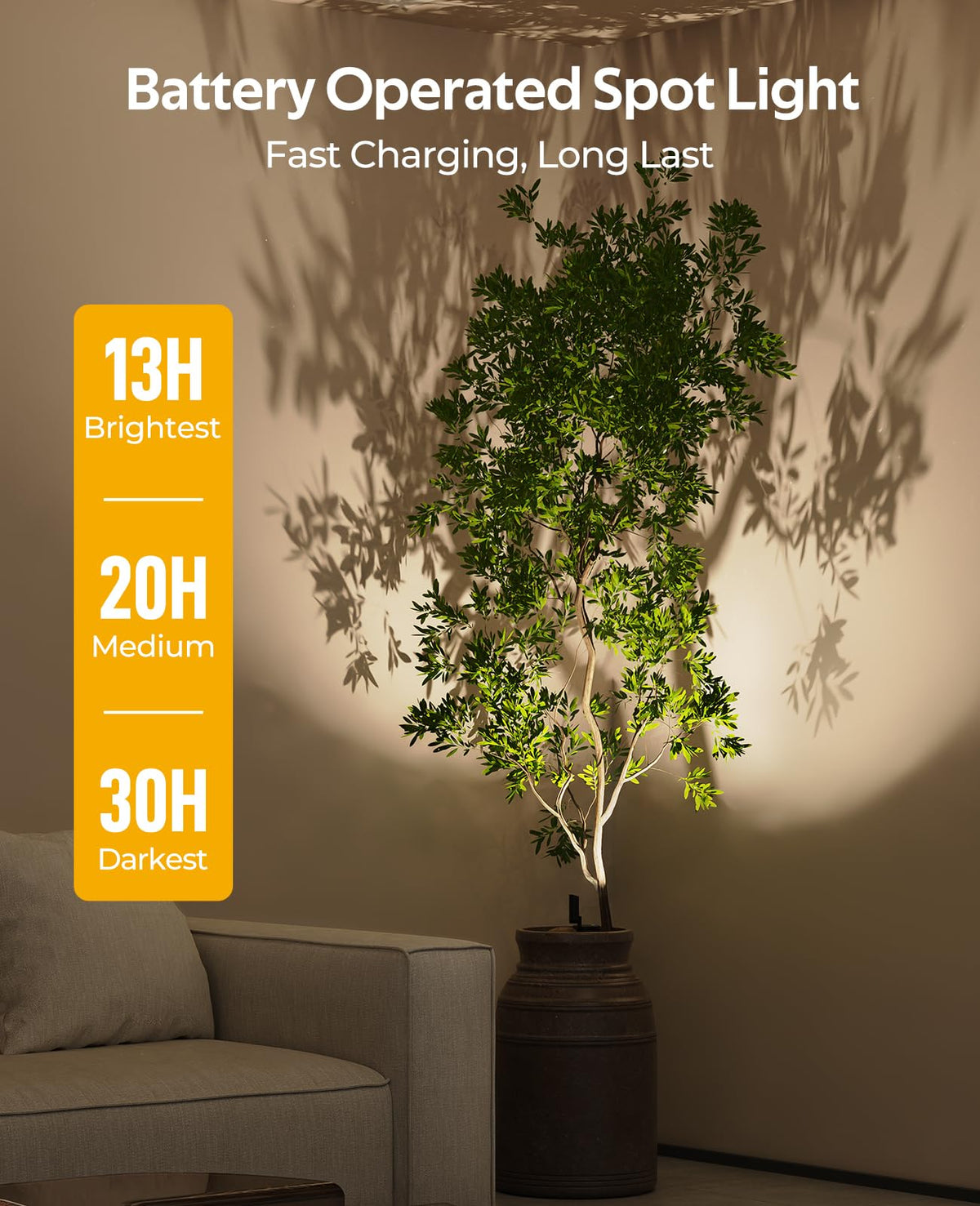 Spotlights Indoor, No-Glare Rechargeable Floor Can Light for Plants with Remote, Wireless Art Accent Spot Lights Uplight for Painting, Picture, Dartboard, Home, Corner Sofa Display