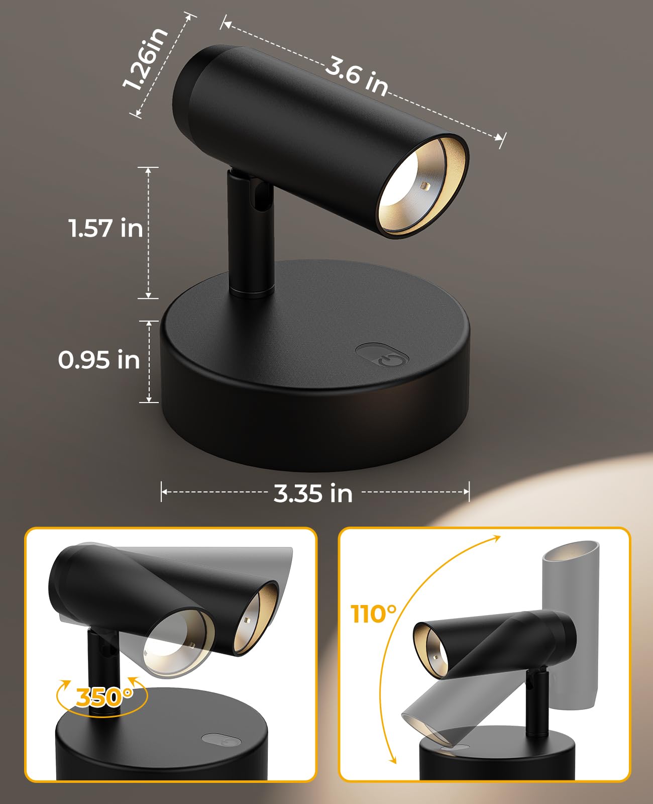 Spotlights Indoor, No-Glare Rechargeable Floor Can Light for Plants with Remote, Wireless Art Accent Spot Lights Uplight for Painting, Picture, Dartboard, Home, Corner Sofa Display