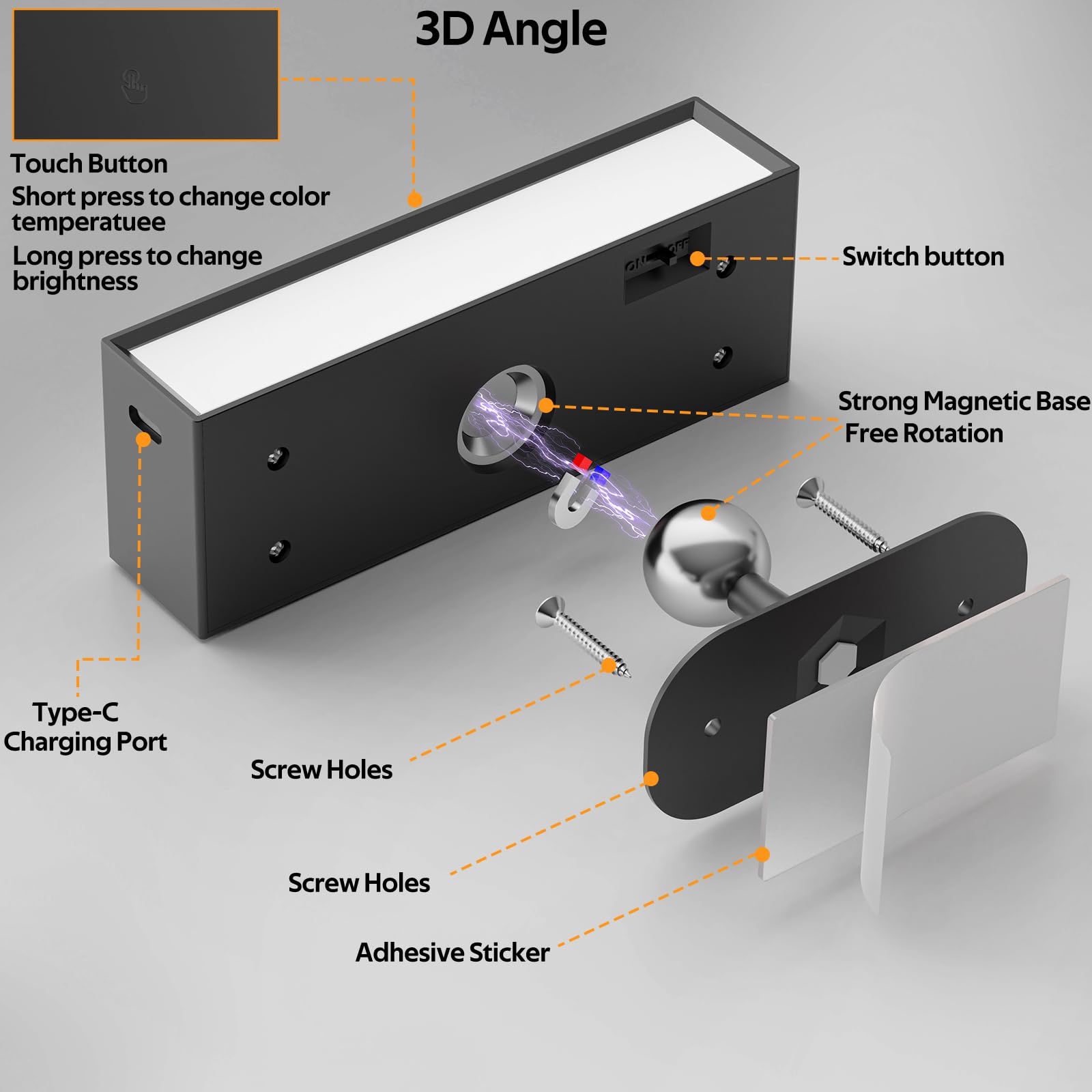 LED Wall Lights 2 Pack with Remote,Wall Sconces Lamp 3000mAh Rechargeable Battery Operated,3 Color Temperatures & 12 RGB Dimmable Magnetic 360° Rotation Cordless Light (Black)