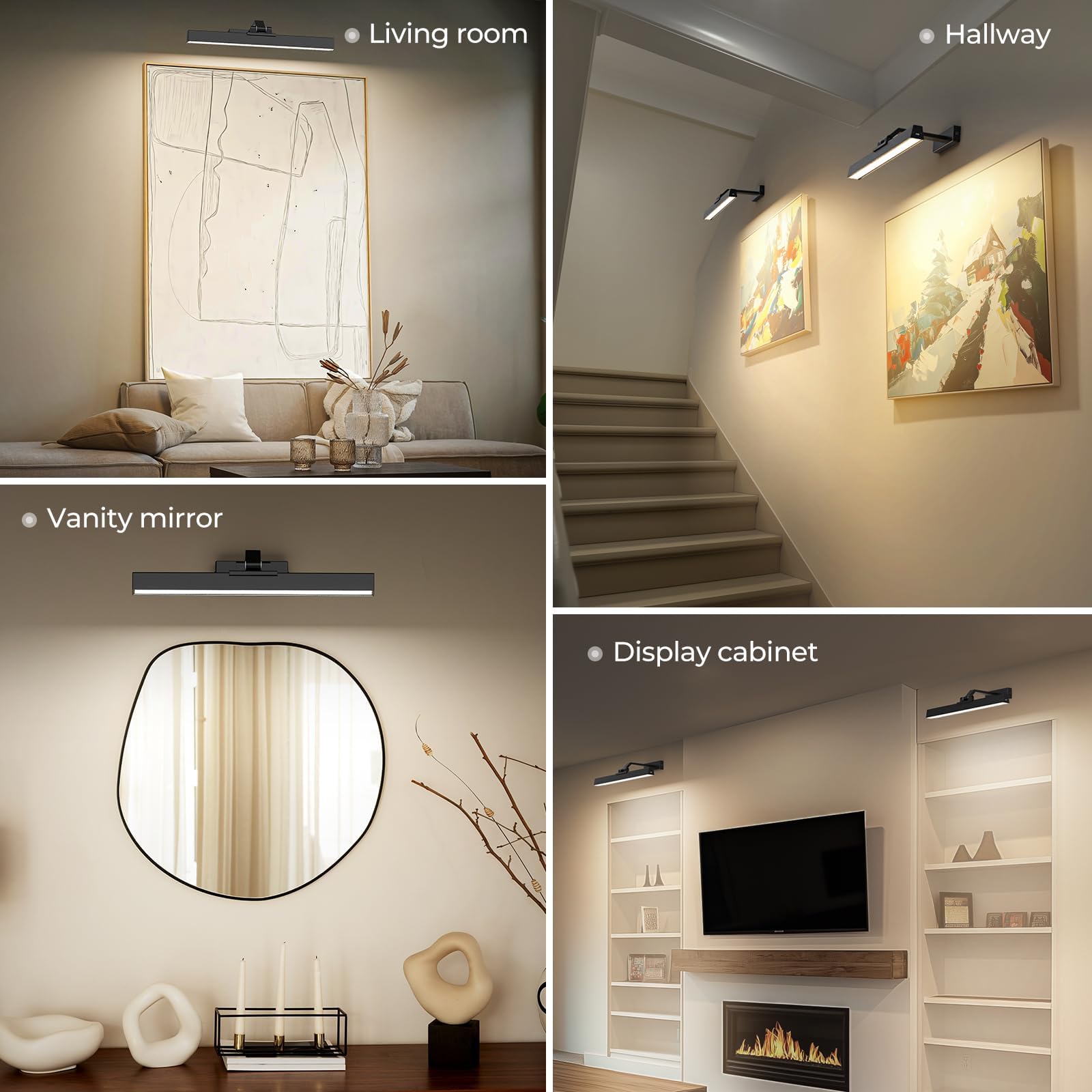 Picture Lights for Wall, Battery Operated Picture Light 16in Gallery Light for Paintings CCT Dimmable Recharging Battery Wall Light with Remote Control for Living Room Dartboard Art Black