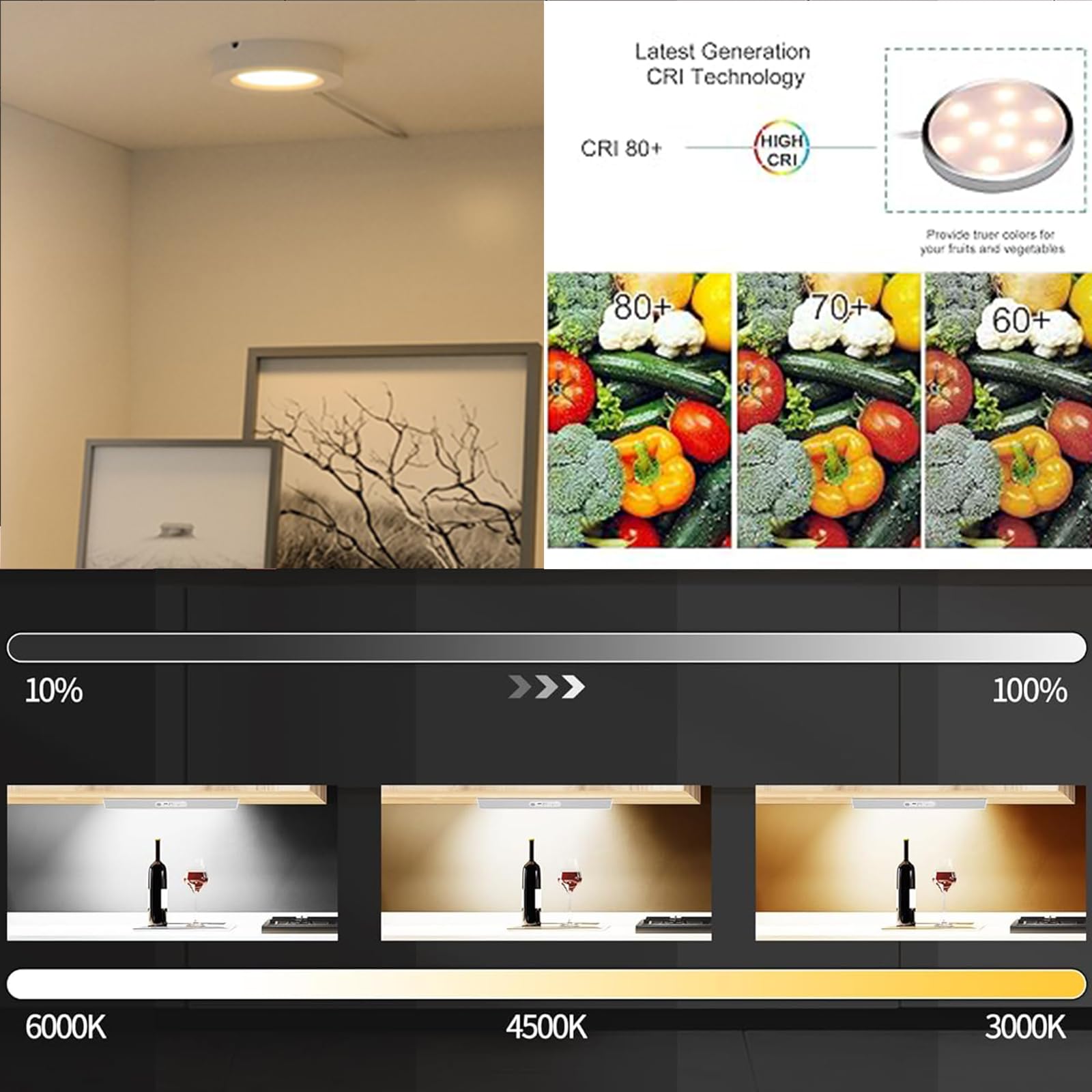 3D Printer LED Lamp Kit 2 Pack,3D Printed DIY Hardware Model Spare Parts 5V USB Powered,Wireless Puck Light Dimmable Touch Control,3 Color Warm (3000K) alanced Mixed (4000K) ol (6500K)