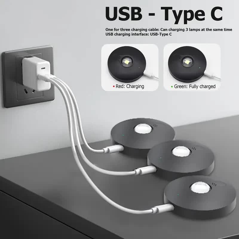 3 Lights LED Rechargeable Slim Cabinet Light, 2cm, Remote Control, Magnetic Mount