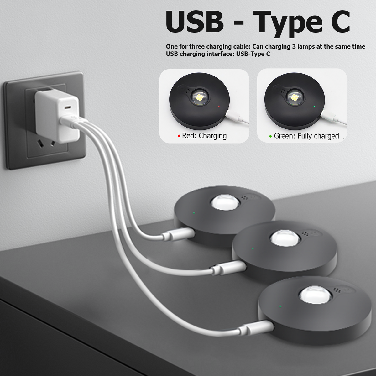 6 Lights LED Rechargeable Slim Cabinet Light, 2cm, Remote Control, Magnetic Mount