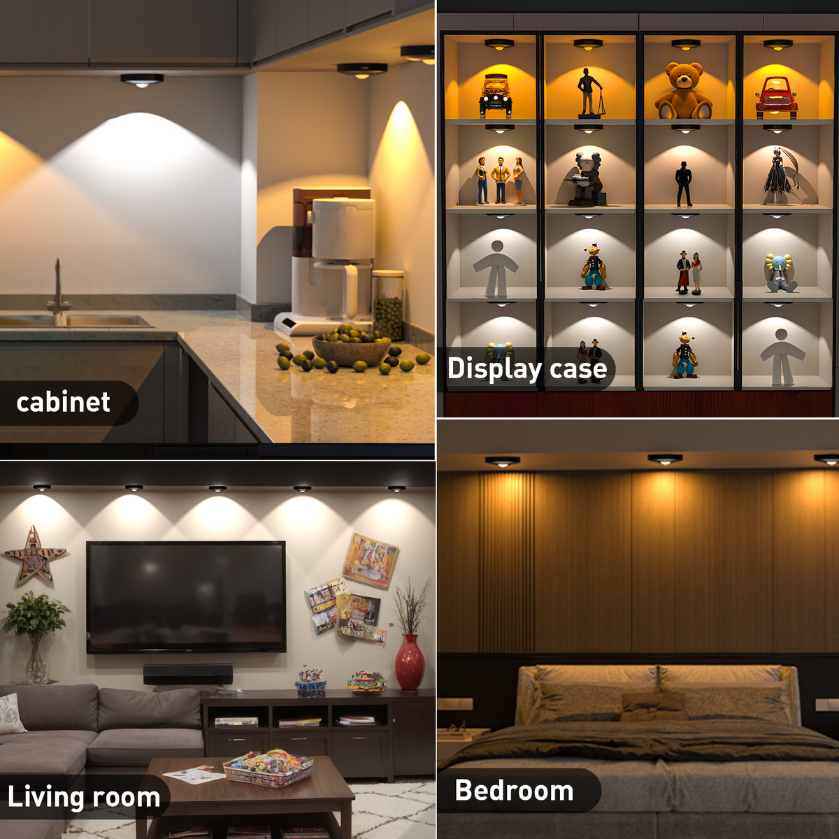 6 Lights LED Rechargeable Slim Cabinet Light, 2cm, Remote Control, Magnetic Mount