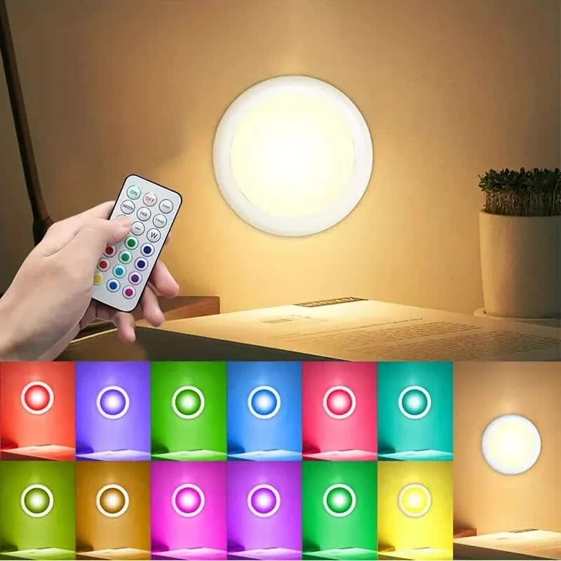 6 Pack RGBW LED Cabinet Lights, Remote Control, Battery Powered