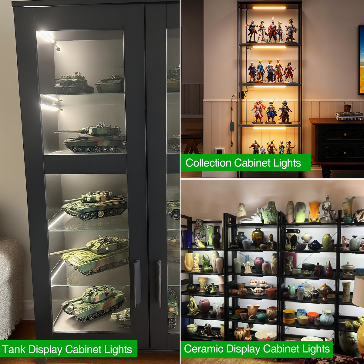 Under Cabinet Lighting, Timer & CCT 2700-6000K with Slider Dimmer, Plug-in 12Inch 12W Lights for Curio Cabinet, Kitchen, Bookshelf (4 Bars Kit)
