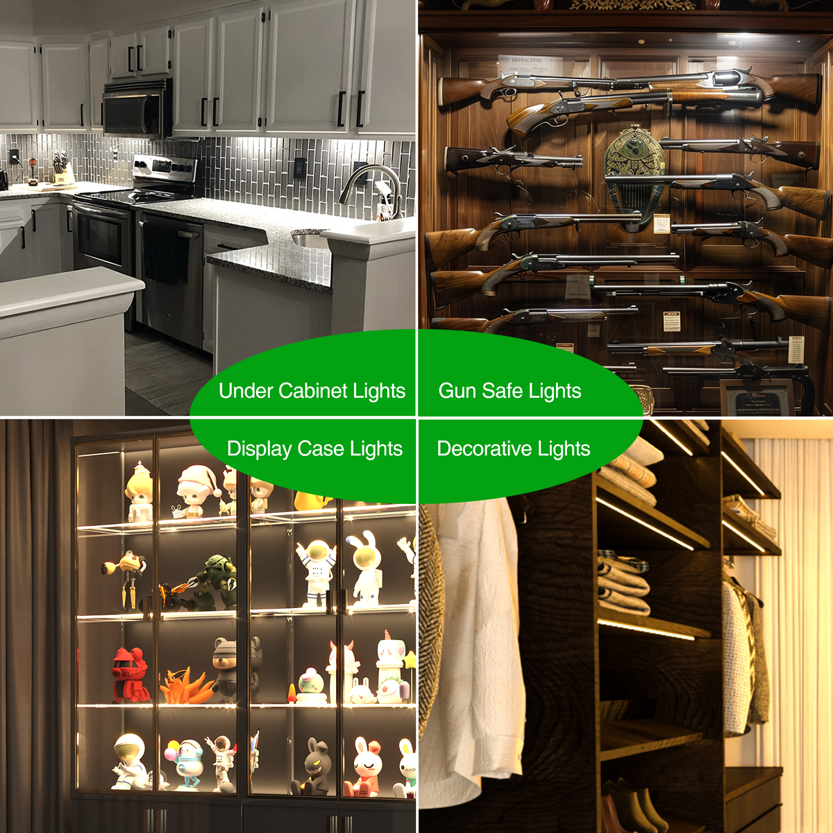 Under Cabinet Lighting, Timer & CCT 2700-6000K with Slider Dimmer, Plug-in 12Inch 12W Lights for Curio Cabinet, Kitchen, Bookshelf (4 Bars Kit)