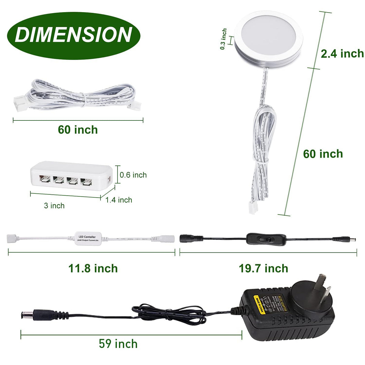 LED Under Cabinet Puck Lights CCT Light Color Temperature Adjustable Warm+White Double Color with Dimmable RF Remote Controller for Kitchen Shelf Ambiance Display Lighting (8 Lights, 24W)