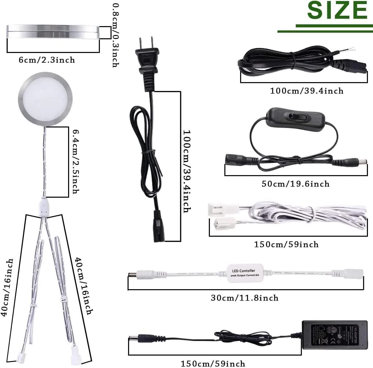 Linkable Under Cabinet LED Lighting 12V Dimmable Puck Lights with Wireless RF Remote Control, Hardwired & Wall Plug in for Kitchen Mood Lighting,Daylight White