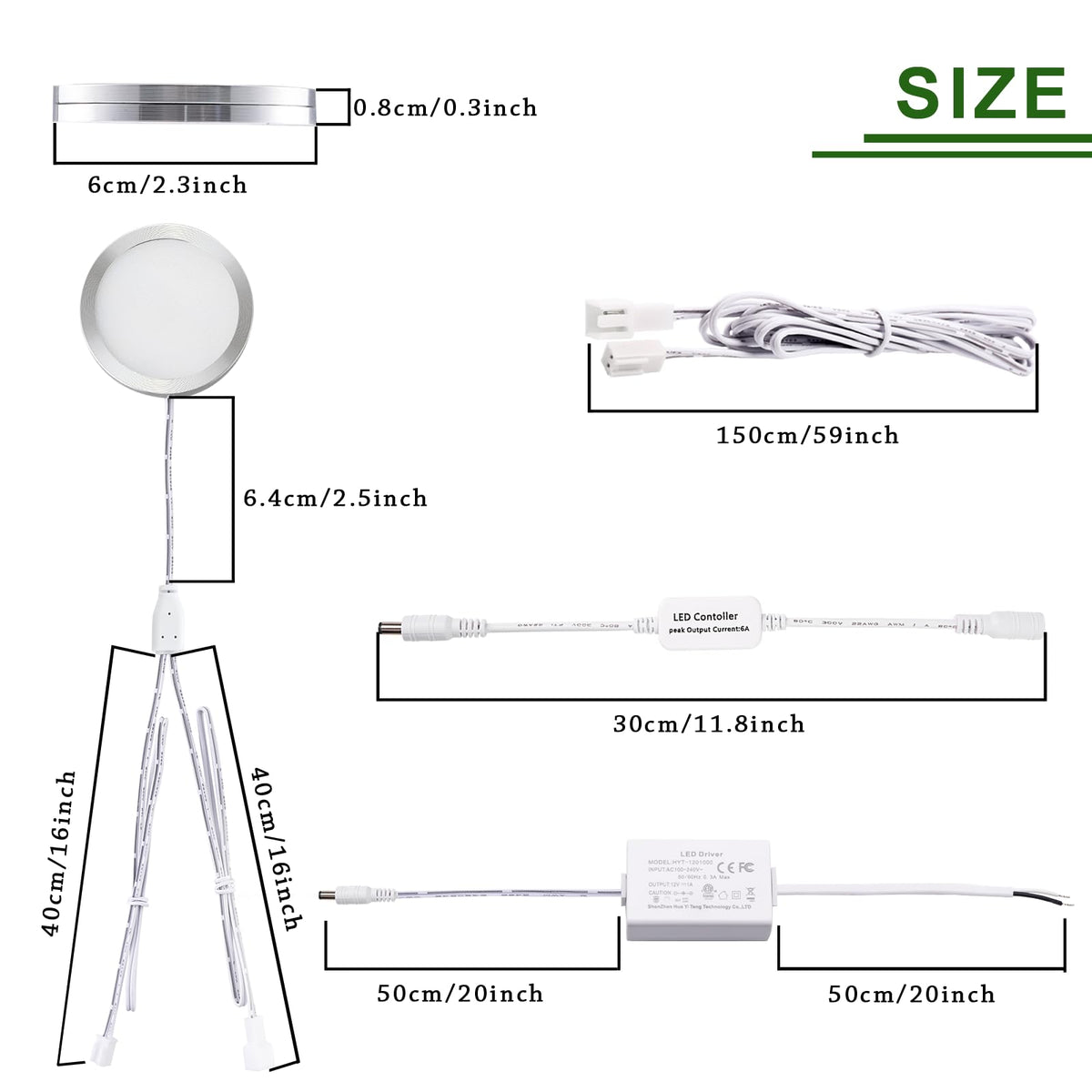 Linkable Under Cabinet LED Lighting 12V Dimmable Puck Lights Hardwired with Wireless RF Remote Control for Kitchen Mood Lighting(8 Lights, Warm White)