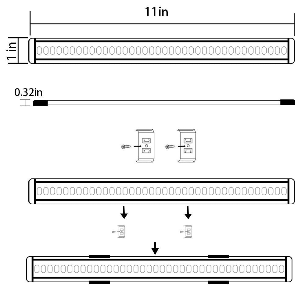 Dimmable Led Under Cabinet Lighting Bar Linkable Kits with Rocker Switch Under Counter Kitchen,Showcase,Shelf Lighting(8 Panel Kits Cold White)