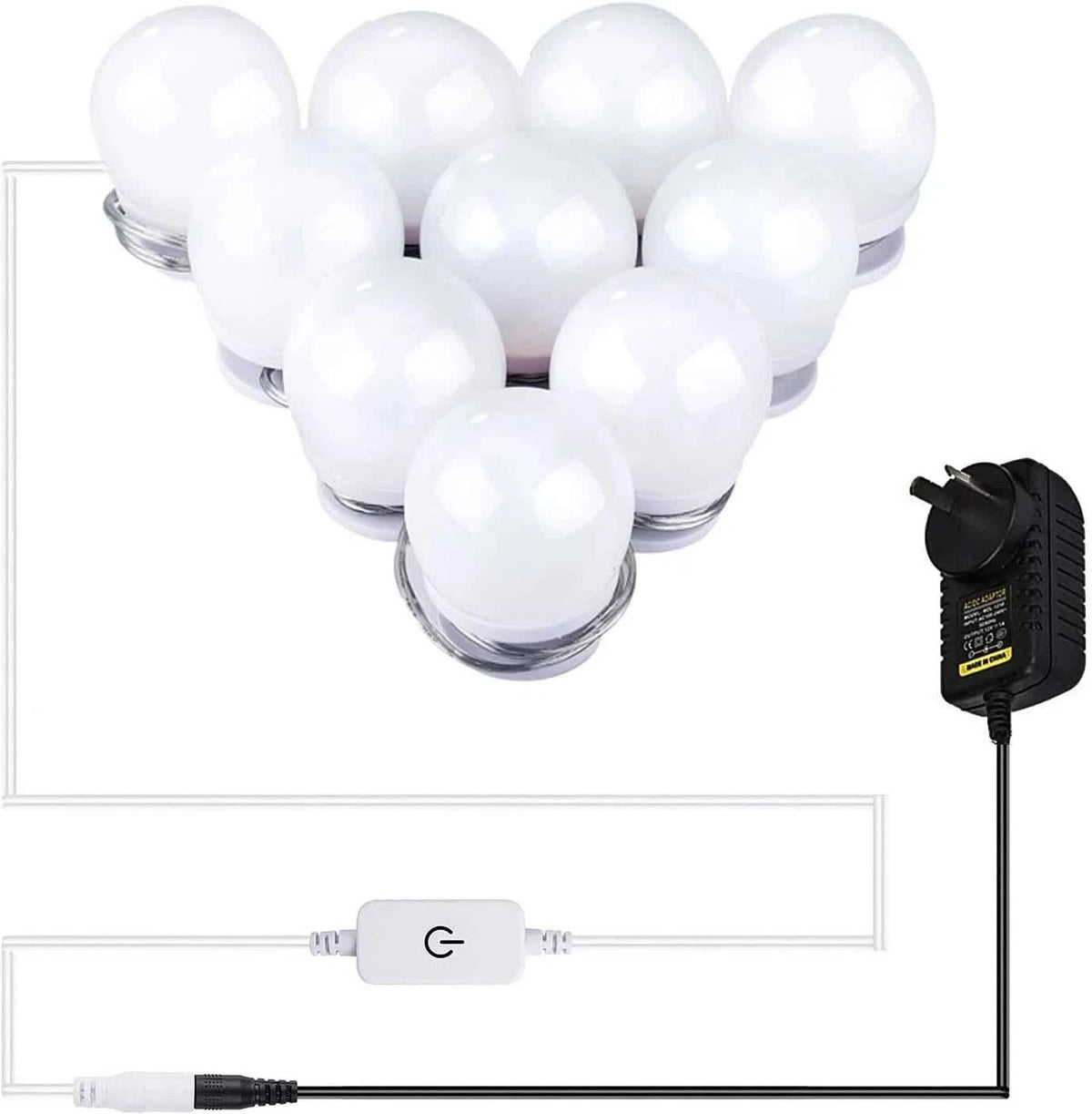 Hollywood LED Vanity Mirror Lights Kit,Stick on Dimmable Makeup Lights, 12V Mirror Lighting Strip Fixture for Vanity Dressing Table Set, Bedroom Wall Lights,CRI&gt;90 (4000K Natural White,10 Bulbs)