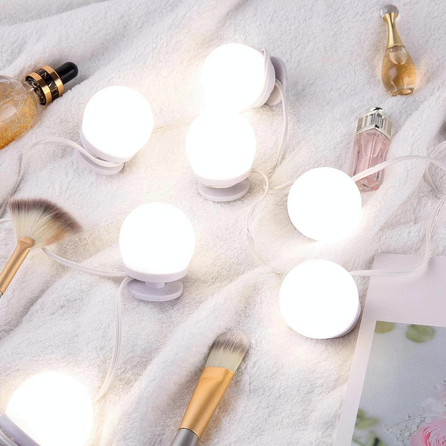 Hollywood LED Vanity Mirror Lights Kit,Stick on Dimmable Makeup Lights, 12V Mirror Lighting Strip Fixture for Vanity Dressing Table Set, Bedroom Wall Lights,CRI>90 (4000K Natural White,10 Bulbs)