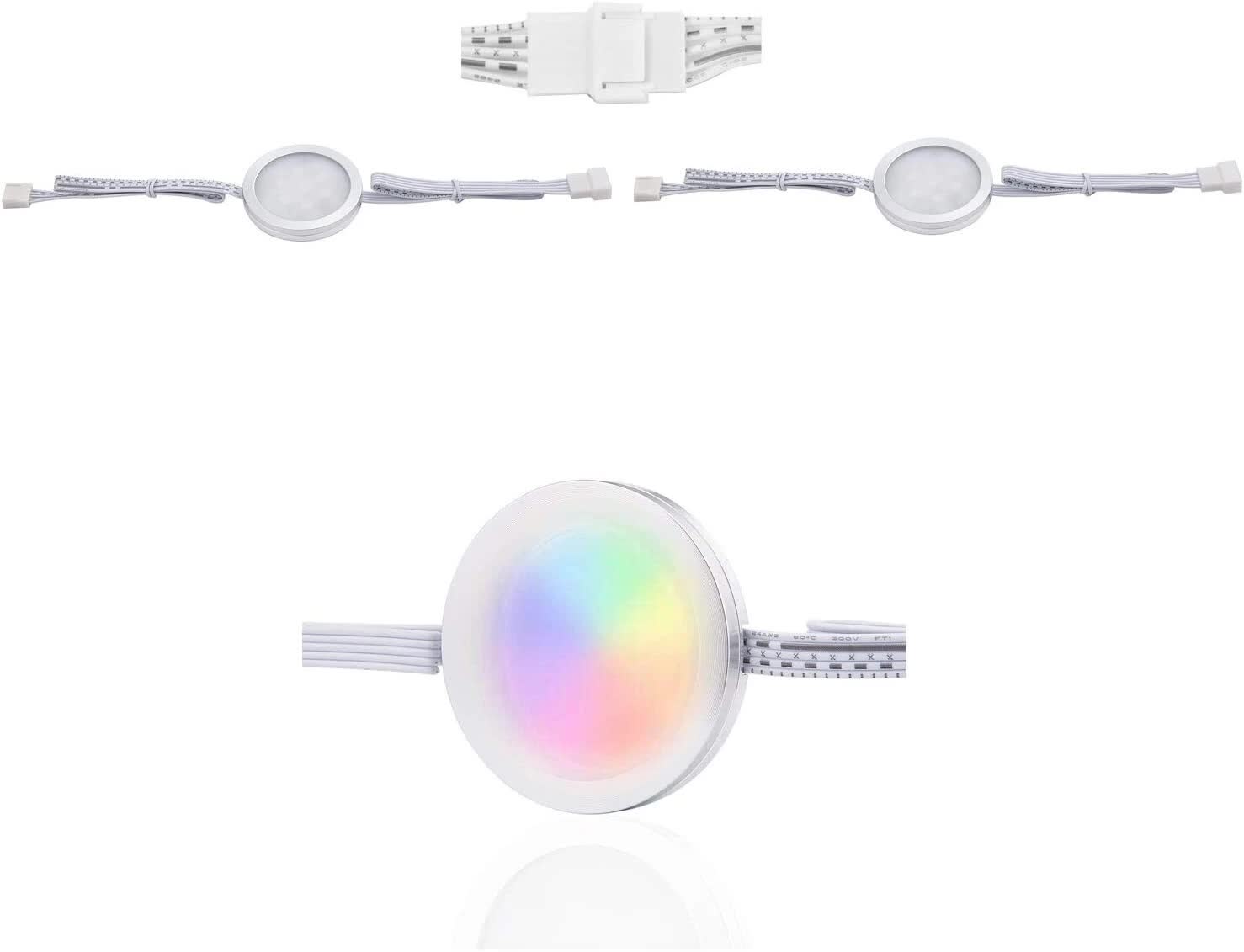 Under Counter LED Light Kit, RGBW Under Cabinet Lighting, 10 Packs Colored Cabinet Lights with Wireless 40-Key IR Dimmable Remote Control (10 Lights)